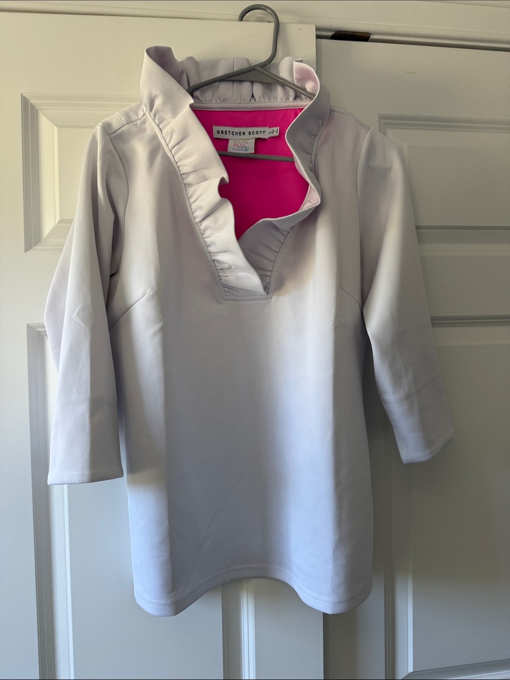 Gretchen Scott Designs Pink Lined Blouse with White Trim